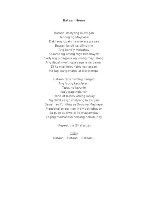 batasan hymm|Bataan Hymn (Official Provincial Hymn of Bataan Province).
